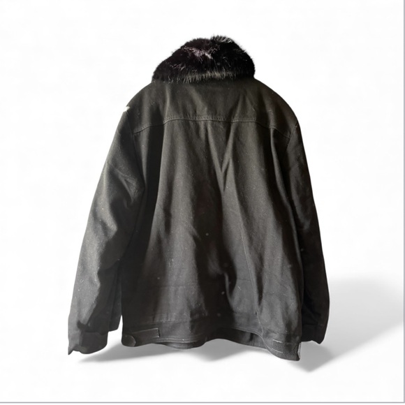 Men's Black bomber coat  Jacket with  faux Fur Collar - Picture 2 of 8